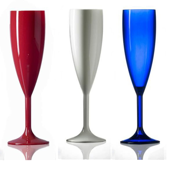 Red/White/Blue acrylic plastic champagne flute glass for boats